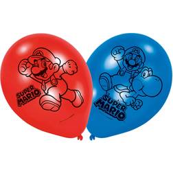 Amscan Latex Ballon Super Mario Rød/Blå 6-pack
