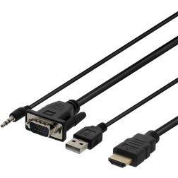 Deltaco HDMI-VGA/3.5mm/USB A 1m