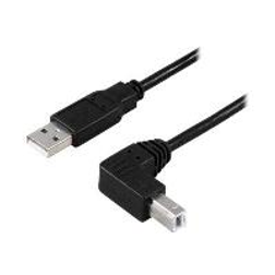 Deltaco USB A - USB B (angled) 2.0 1m