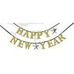 Amscan Garlands Letter Banner Happy New Year Silver/Gold