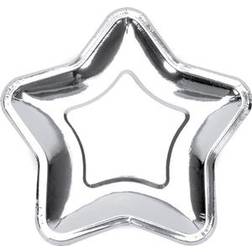 PartyDeco Plates Star Silver 6-pack