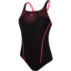 Speedo Hexagonal Tech Medalist Swimsuit - Black/Red