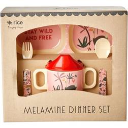 Rice Melamine Baby Dinner Set Jungle Animals Print