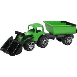 Plasto Tractor with Front Loader & Trailer Green