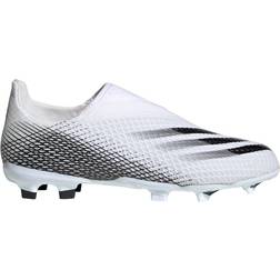 adidas Junior X Ghosted.3 Laceless FG - Cloud White/Core Black/Cloud White