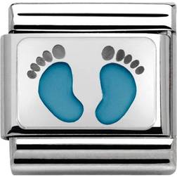 Nomination Composable Classic Link Footprints Charm - Silver/Light Blue