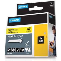 Dymo Rhino Flexible Nylon Tape Black on Yellow 1.2cmx3.5m