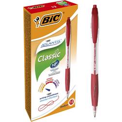 Bic Atlantis Classic Ballpoint Pen Red 12-pack