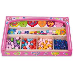 New Classic Toys Wooden Beads Hearts