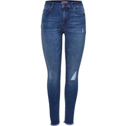 Only Blush Mid Ankle Skinny Fit Jeans - Blue/Medium Blue Denim