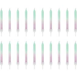PartyDeco Decor Ombre Birthday Candles Light Green/Light Purple 20-pack
