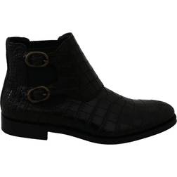 Dolce & Gabbana Crocodile Leather Derby Boots - Black