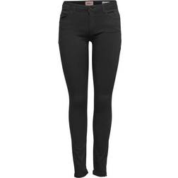Only Carmen Reg Skinny Fit Jeans - Black/Black Denim