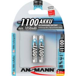 Ansmann NiMH AAA Rechargeable Battery 1050mAh Compatible 2-pack