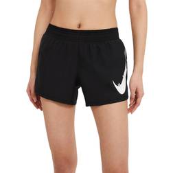 Nike Swoosh Run Running Shorts Women - Black/White