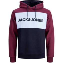 Jack & Jones Color Blocked Logo Decorated Hoodie - Purple/Port Royale