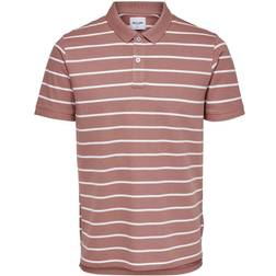 Only & Sons Striped Polo Shirt - Red/Burlwood