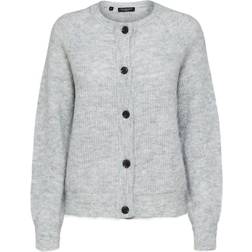 Selected Wool Blend Cardigan - Grey/Light Grey Melange