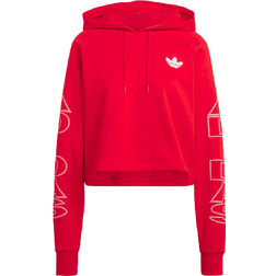 adidas Women's Cropped Letter Hoodie - Vivid Red