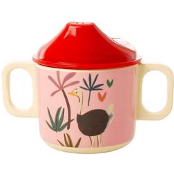Rice Melamine 2 Handle Baby Cup in Pink Jungle Animals