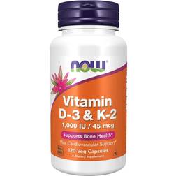 Now Foods Vitamin D3 & K2 1000iu 120 stk