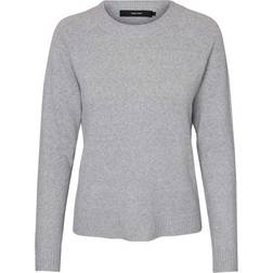 Vero Moda Doffy O-Neck Long Sleeved Knitted Sweater - Grey/Light Grey Melange