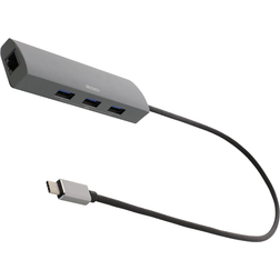 Deltaco USB C-RJ45/USB A Adapter