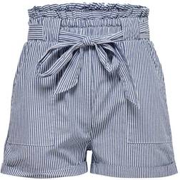 Only Smilla Paperbag Shorts - Blue/Medium Blue Denim