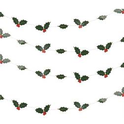 Ginger Ray Guirlande Holly Leaves Christmas Decorations Green/Red