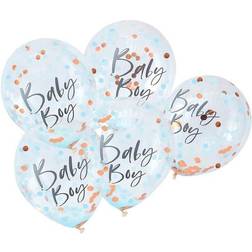 Ginger Ray Latex Ballons Baby Boy Shower Confetti Rose Gold/Blue 5-pack