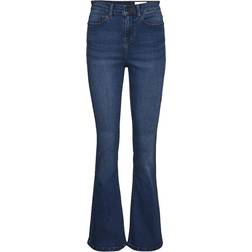 Noisy May Sallie High Waist Flared Jeans - Medium Blue Denim