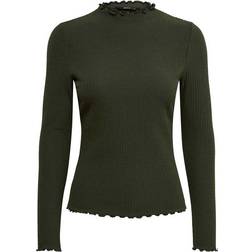Only Emma Rib Top - Green/Forest Night