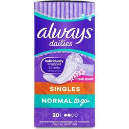 Always Dailies Singles Normal To Go Fresh Pantyliners 20-pack