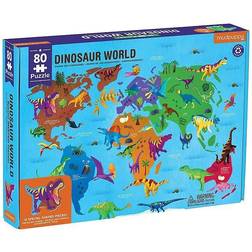 Mudpuppy World Map with Dinosaurs 80 Pieces