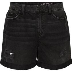 Noisy May Smiley Normal Waist Denim Shorts - Black Denim