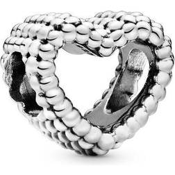 Pandora Beaded Open Heart Charm - Silver