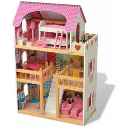 vidaXL 3 Storey Wooden Dollhouse