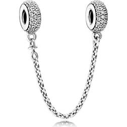 Pandora Sparkling Pavé Safety Chain Charm - Silver/Transparent