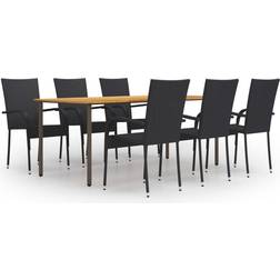 vidaXL 3072502 Havemøbelsæt, 1 borde inkl. 6 stole