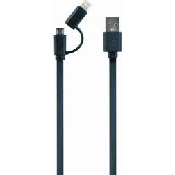 Gembird Flat USB A-USB Micro-B/ Lightning 2.0 1m