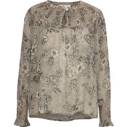 Part Two Katarina Long Sleeved Blouse - Cement Outline Print