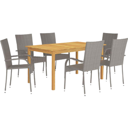 vidaXL 3067788 Havemøbelsæt, 1 borde inkl. 6 stole