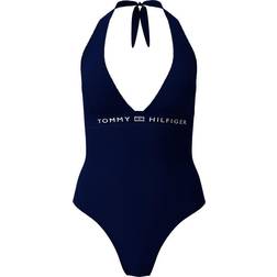 Tommy Hilfiger Logo Halter Neck One-Piece Swimsuit - Desert Sky