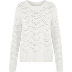 Pieces Bibi Patterned Knitted Top - Cloud Dancer