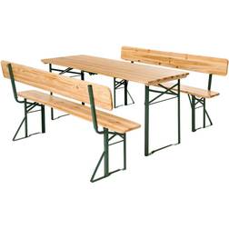 tectake Table and Bench Set with Backrest