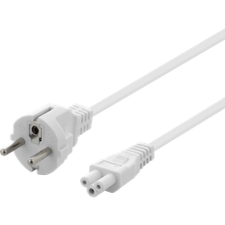 Deltaco device cable, CEE 7/7 IEC C5, 3m, 3X 1,0mm2, white