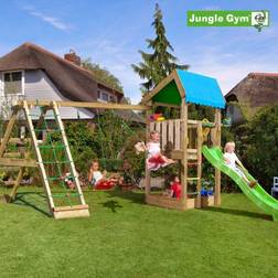 Jungle Gym Home Lektorn Komplett med Gungor Klättervägg och Rutschkana