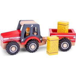 New Classic Toys Traktor m/Halmballer, Træ