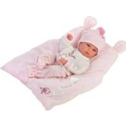 Llorens Baby doll Bimba on a pink pillow 35cm (63556)