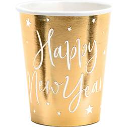 PartyDeco Guld/Hvid Papkrus Happy New Year